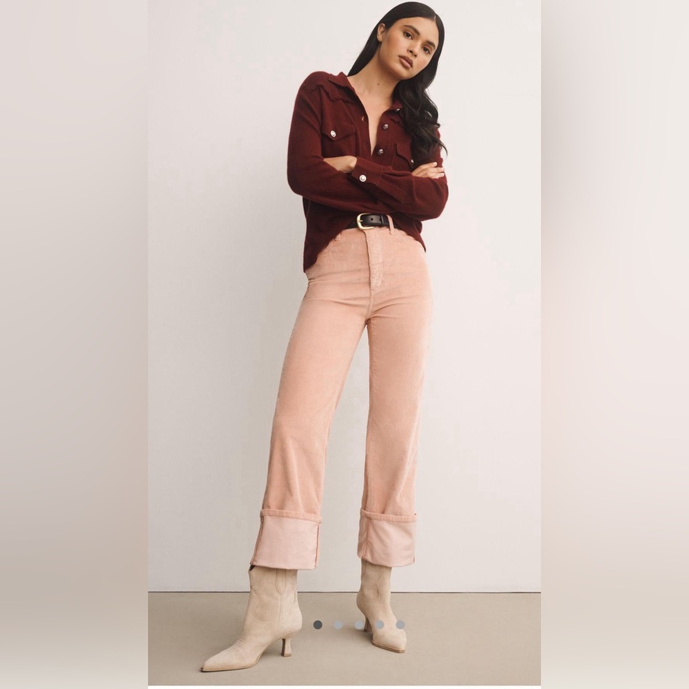 Antropologie Pilcro The Scotty Cuffed High-Rise Straight-Leg Jeans Corduroy Edi - Picture 2 of 5